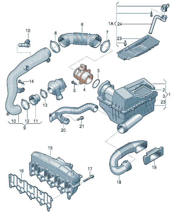 Débimètre monté sur un moteur Diesel