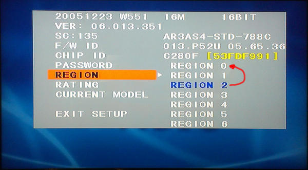 Region setting on MDV435/SDV436 DVD players Réglage de région MDV435/SDV436