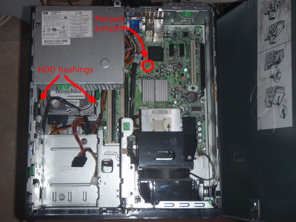 HP DC5800 password jumper Cavalier de mot-de-passe HP DC5800