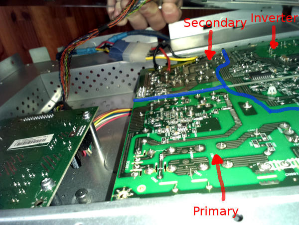 Temporarly fixed 715G1502 power board Carte 715G1502 : Réparation temporaire