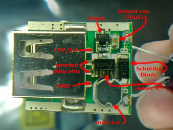 top side of the PCB, boost converter Alimentation boost, top