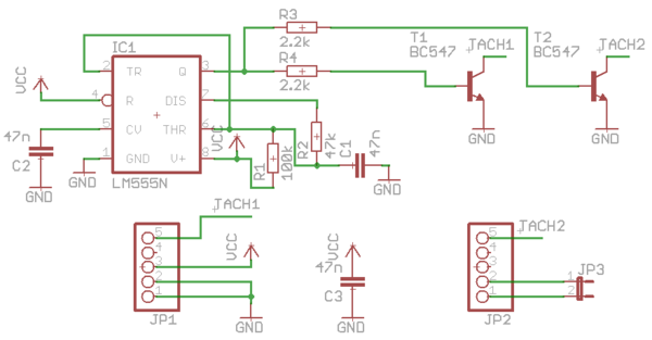 555 fake fan tach signal 555 pour leurrer des signaux de tachymètre de ventilateurs