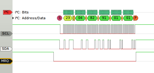 i2c line button I2C on button press