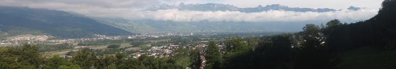 View on the Rhine valley with Vaduz, Schaan, Buchs and the Appenzell mountains