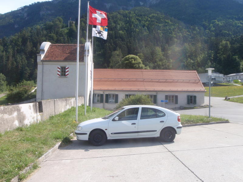 Sankt Luzisteig pass, border between Liechtenstein and Switzerland (Graubünden)