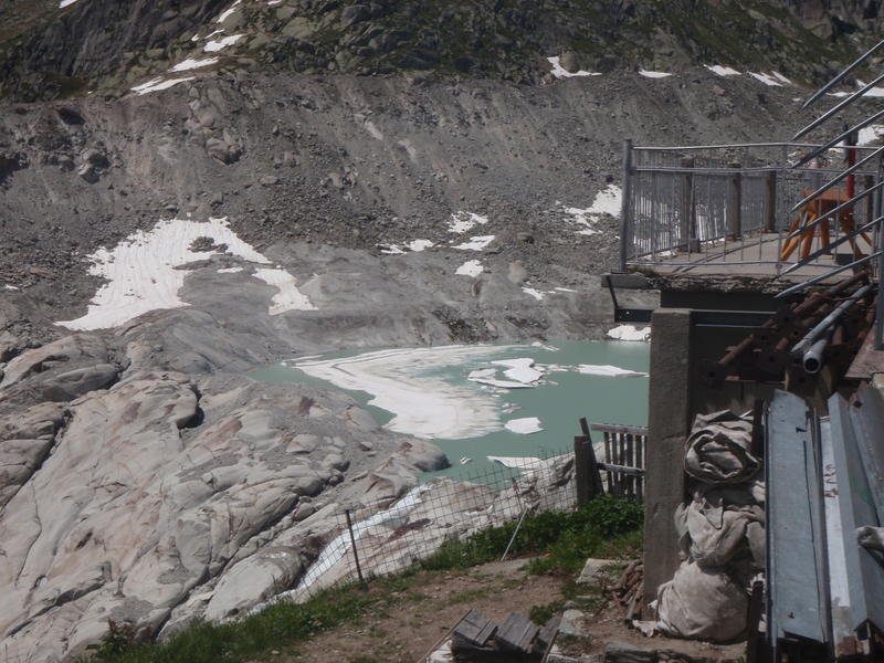 Puddle of rock flour, under the Rhône glacier