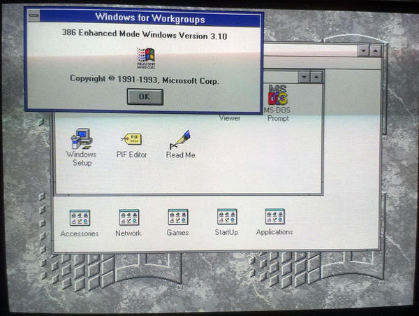 windows 3.1 installed Windows 3.1 installé