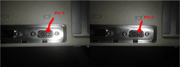 drilling a keyed VGA connector Perçage du détrompeur d’un connecteur VGA